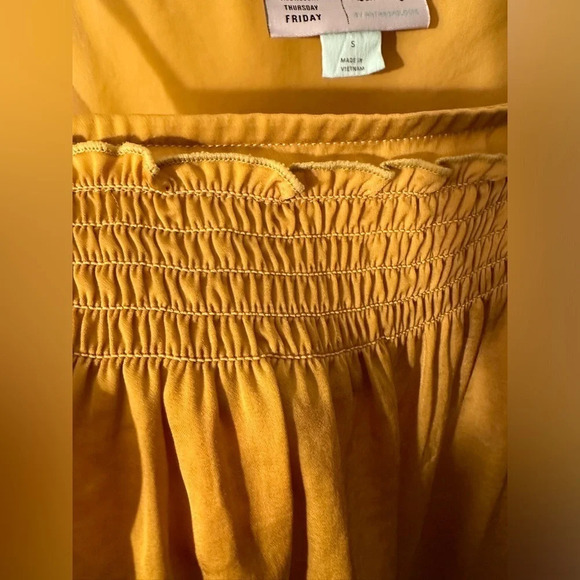 SATURDAY SUNDAY Anthropologie Maurecia Smocked Tank Goldenrod Adjustable Strap S - Picture 3 of 12